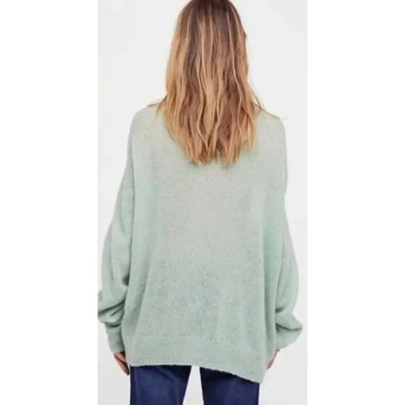 Free People Gossamer Sweater V Neck Alpaca Wool Mint Blue Green-sz XS - Picture 2 of 11